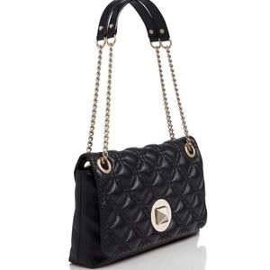 Kate Spade Black Astor  Quilted Crossbody Bag with Gold Accents